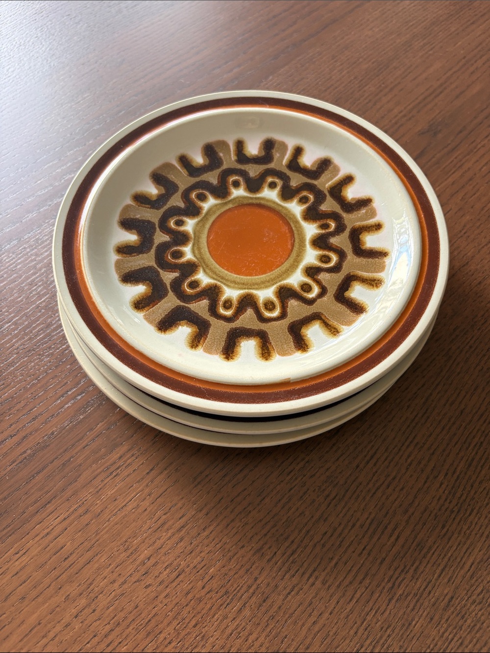 MCM HANIWA STONE - "Aztec"  Pattern Side Plates - set of 3